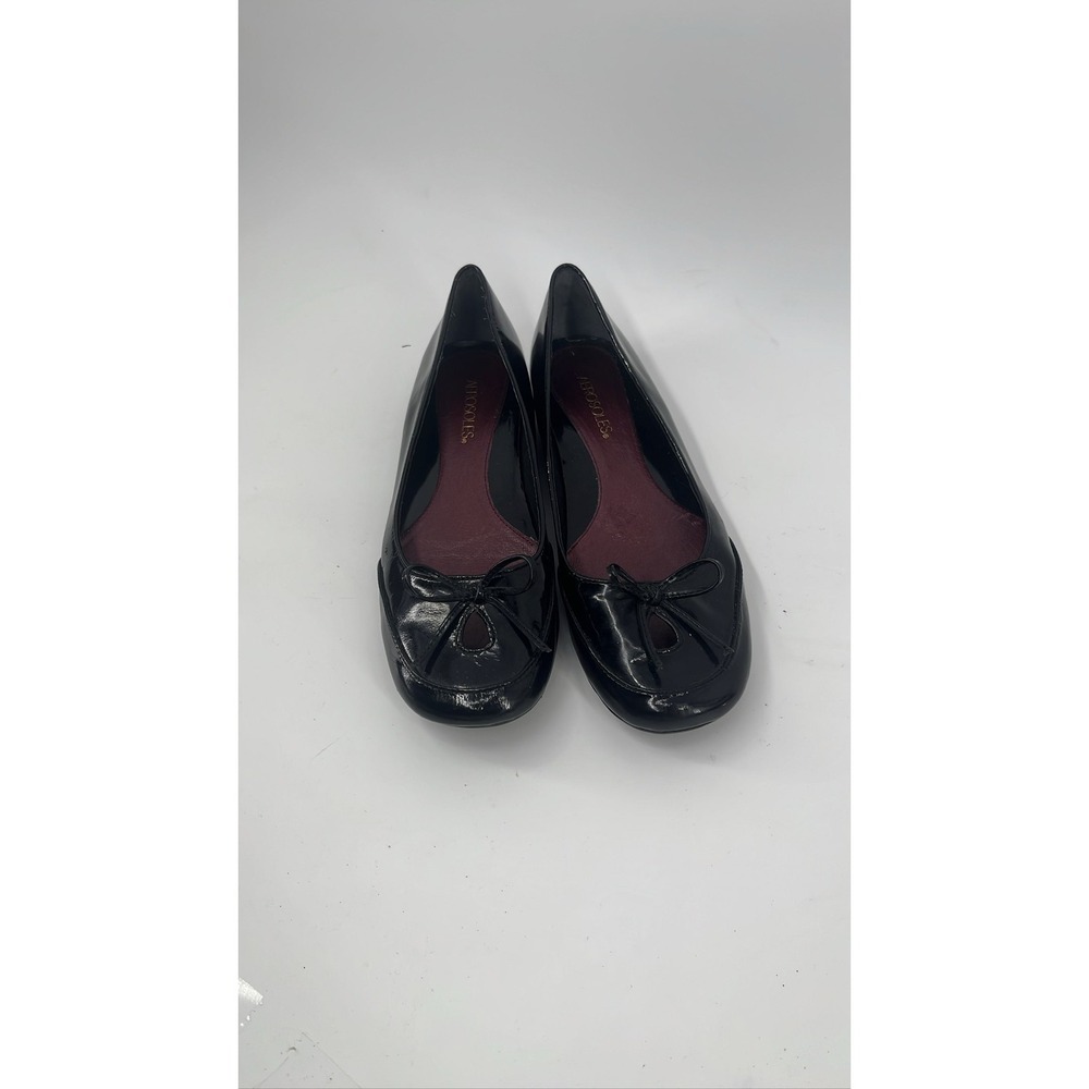 Aerosoles Black Patent Leather Ballet Flats Bow Detail Round Toe Size 9